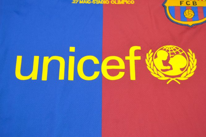 Shirt Unicef Imprint, Barcelona 2008-2009C Hampions League Final