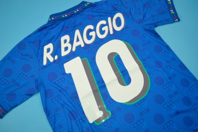 Baggio Nameset Alternate, Italy 1994 Home Short-Sleeve