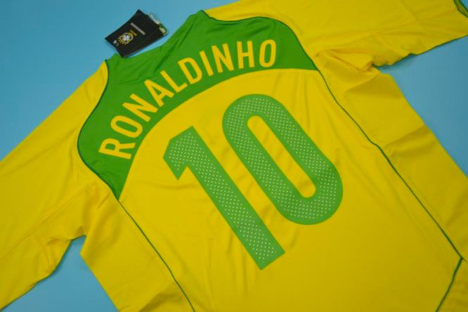 Ronaldinho Nameset Alternate, Brazil 2004 Home Copa America Short-Sleeve