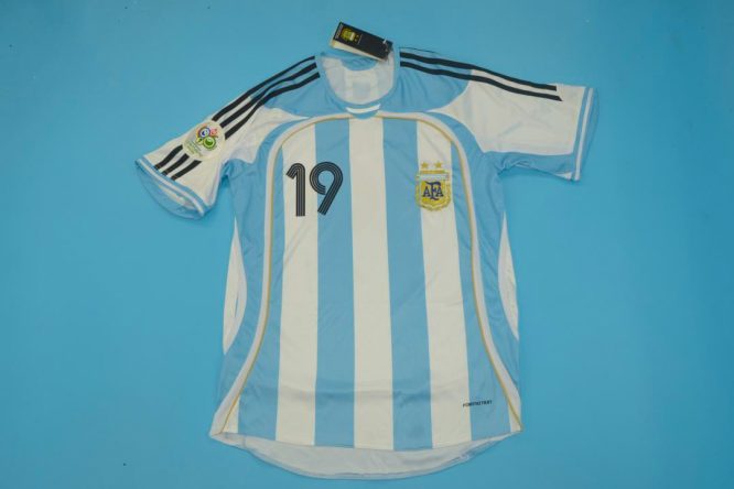 Messi Front Nameset, Argentina 2006 World Cup Home Short-Sleeve