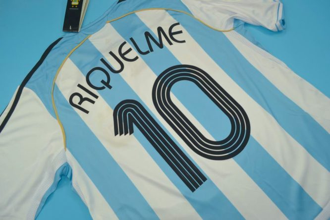 Riquelme Nameset Alternate, Argentina 2006 World Cup Home Short-Sleeve