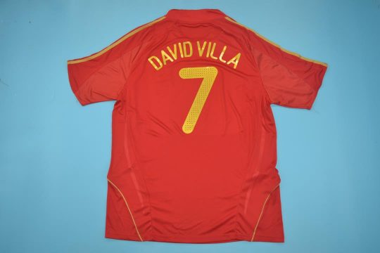 David Villa Nameset, Spain Euro 2008 Home Short-Sleeve