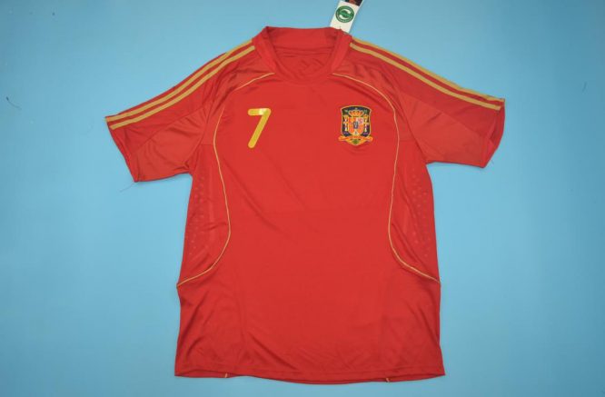 David Villa Nameset Front, Spain Euro 2008 Home Short-Sleeve