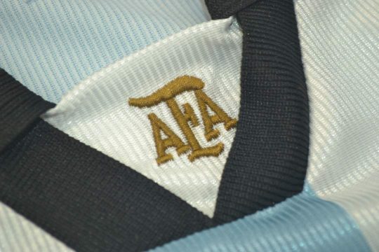 Shirt Collar AFA Emblem, Argentina 1998 World Cup Home Short-Sleeve