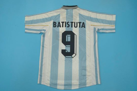 Batistuta Nameset, Argentina 1998 World Cup Home Short-Sleeve