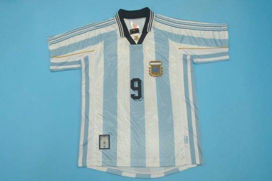 Batistuta Nameset Front, Argentina 1998 World Cup Home Short-Sleeve