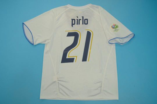 Pirlo Nameset, Italy 2006 Away White Short-Sleeve