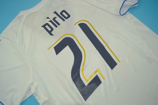 Pirlo Nameset Alternate, Italy 2006 Away White Short-Sleeve