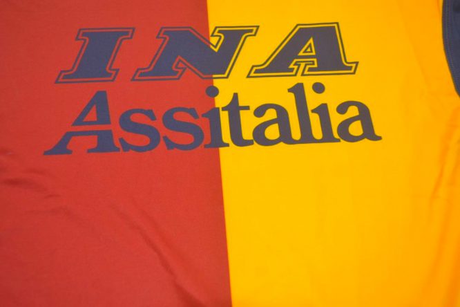 Shirt INA Assitalia Logo, AS Roma 2001-2002 European Edition Short-Sleeve