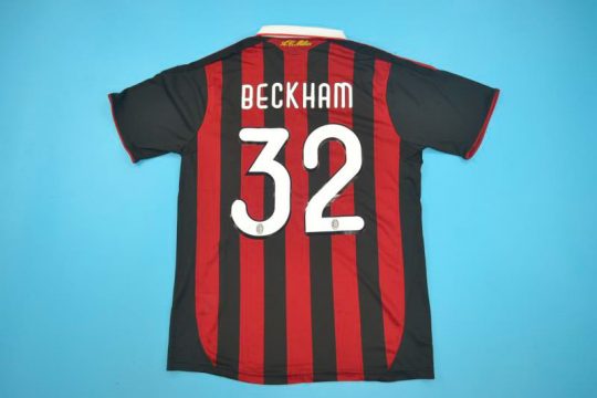 Beckham Nameset, AC Milan 2009-2010 Home Short-Sleeve