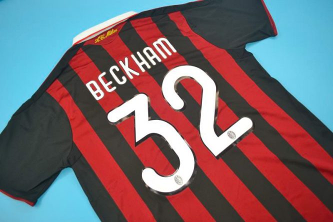 Beckham Nameset Alternate, AC Milan 2009-2010 Home Short-Sleeve