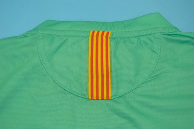Shirt Collar Back, Barcelona 2010-2011 Away Green Short-Sleeve