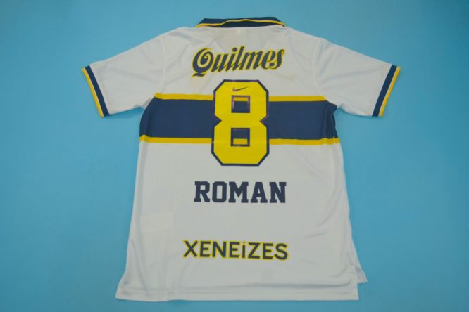 Roman Riquelme Nameset, Boca Juniors 1996-1997 Away White Short-Sleeve