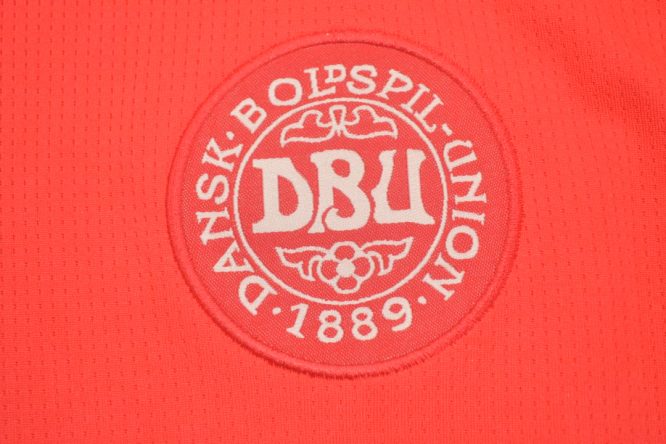Shirt Denmark Logo, Denmark 1998 Home Red Short-Sleeve