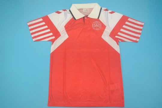 Shirt Front, Denmark Euro 1992 Red Home Short-Sleeve