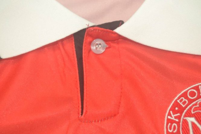 Shirt Collar Front Closeup, Denmark Euro 1992 Red Home Short-Sleeve