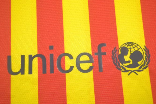 Shirt Unicef Logo, Barcelona 2013-2014 Away Catalonia Colors Short-Sleeve