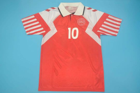 Laudrup Nameset Front, Denmark Euro 1992 Red Home Short-Sleeve
