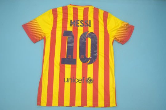Messi Nameset, Barcelona 2013-2014 Away Catalonia Colors Short-Sleeve