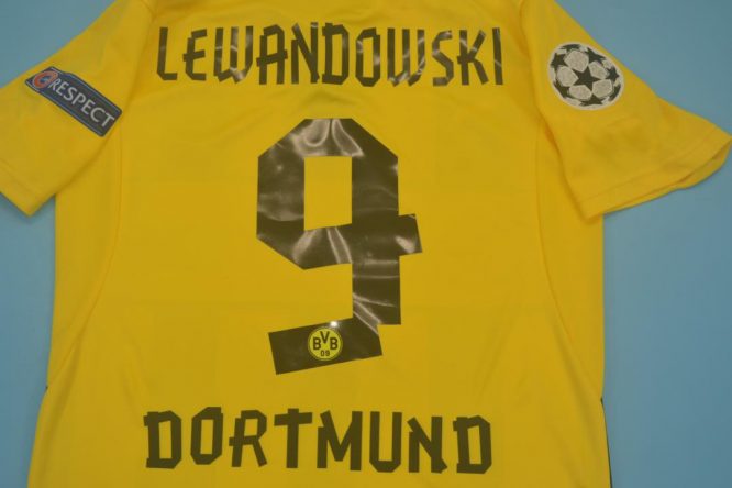 Lewandowski Nameset, Borussia Dortmund 2012-2013 Home Cups UCL Short-Sleeve Kit