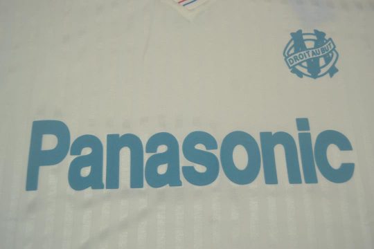 Shirt Front Closeup, Olympique Marseille 1990-1991 Home Long-Sleeve Jersey