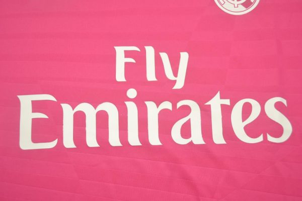Shirt Fly Emirates Logo, Real Madrid 2014-2015 Away Pink Long-Sleeve Kit