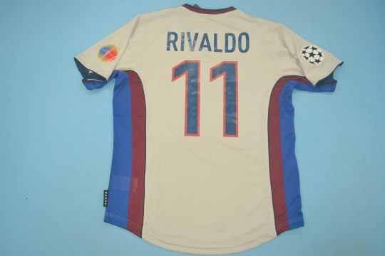 Rivaldo Nameset, Barcelona 1999-2000 Away Grey Short-Sleeve