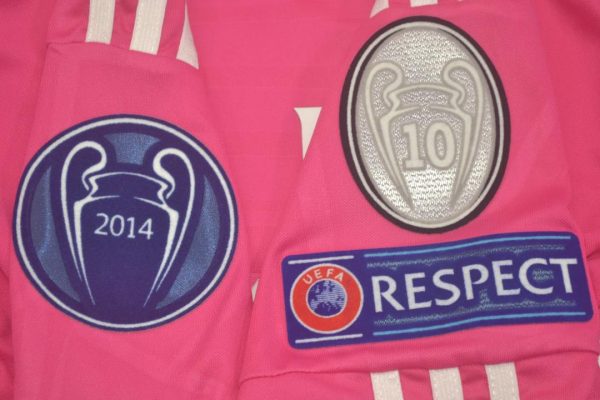UCL Patches, Real Madrid 2014-2015 Away Pink Long-Sleeve Kit