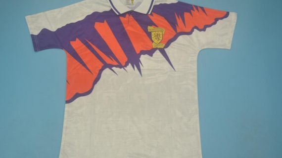 Shirt Front, Scotland 1991-1993 Away White Short-Sleeve Kit