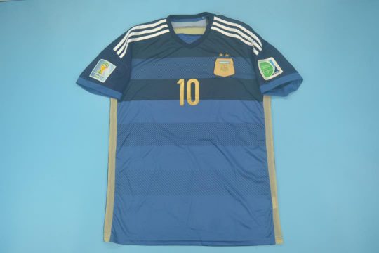 Messi Argentina 2014 WORLD CUP FINAL Away Soccer Jersey Shirt L SKU# G75187