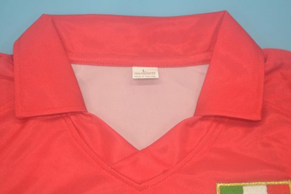 Shirt Collar Front, Napoli 1990-1991 Third Red Short-Sleeve Kit