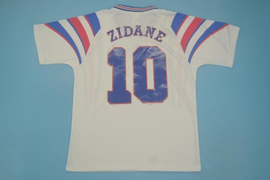 Zidane Nameset, France 1996 Away White Short-Sleeve Kit