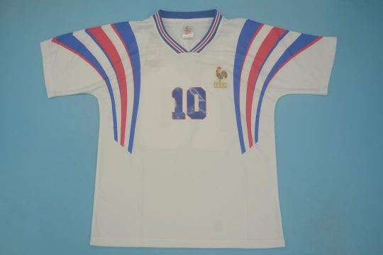 Zidane Nameset Front, France 1996 Away White Short-Sleeve Kit