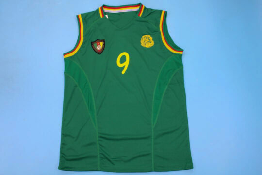 Eto'o Nameset Front, Cameroon 2002 Home Short-Sleeve Sleeveless Kit