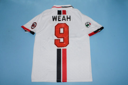 Weah Nameset, AC Milan 1995-1997 Away White Short-Sleeve Kit