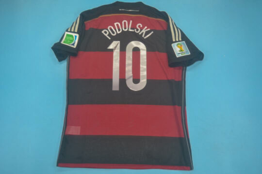 Podolski Nameset Back, Germany 2014 Away Short-Sleeve Jersey/Kit