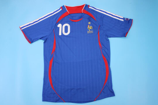 Zidane Nameset Front, France 2006 Home Short-Sleeve Jersey/Kit