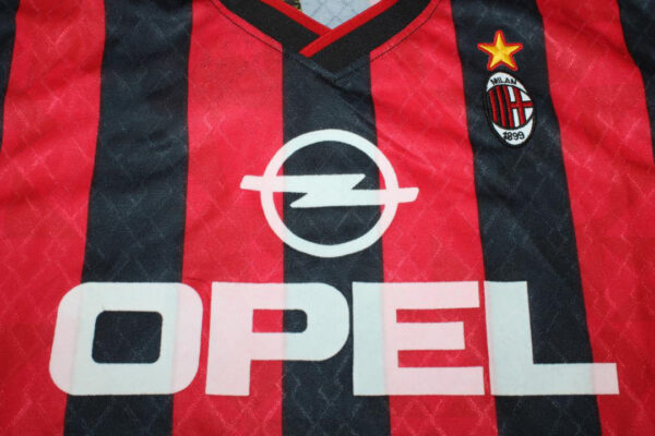 Shirt Front Closeup, AC Milan 1995-1996 Home Short-Sleeve Jersey