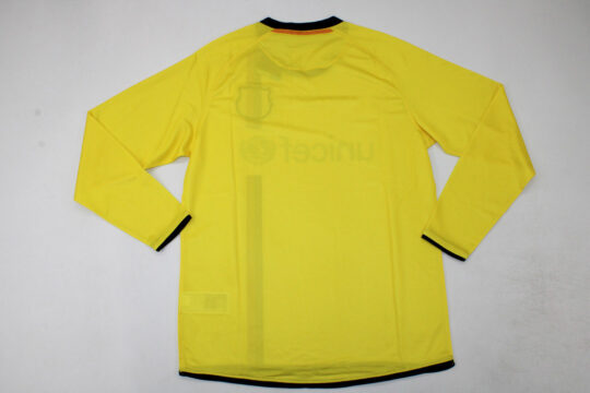 Shirt Back Blank, Barcelona 2008-2009 Away Yellow Long-Sleeve Jersey
