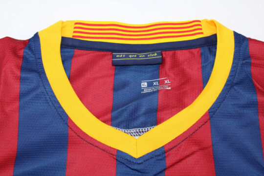 Shirt Collar Front, Barcelona 2013-2014 Home Catalonia Colors Short-Sleeve