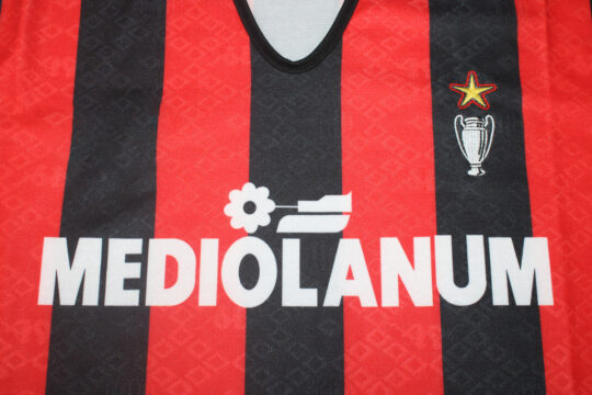 Shirt Front Closeup, AC Milan 1988-1990 Home Short-Sleeve Jersey, Kit