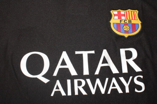 Shirt Front Closeup, Barcelona 2013-2014 Third Catalonia Colors Short-Sleeve