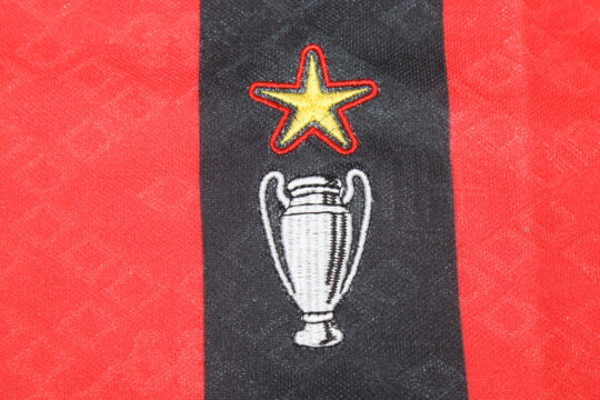 Shirt European Cup Closeup, AC Milan 1988-1990 Home Short-Sleeve Jersey, Kit