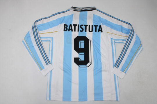 Batistuta Nameset, Argentina 1998 World Cup Home Long-Sleeve Jersey