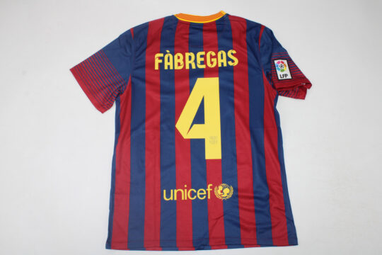 Fabregas Nameset, Barcelona 2013-2014 Home Catalonia Colors Short-Sleeve