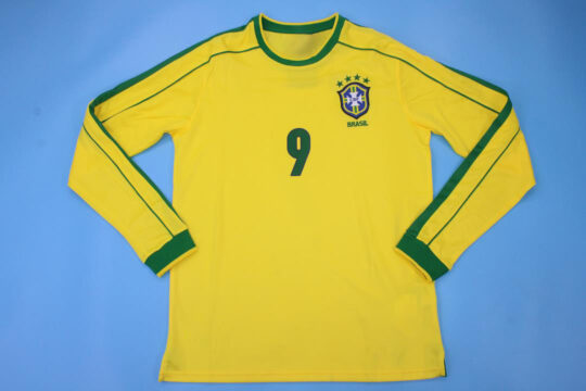 Ronaldo Nameset Front, Brazil 1998 Home Long-Sleeve Kit