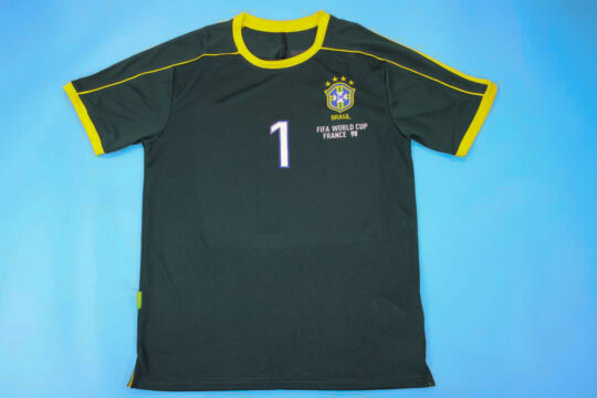 Taffarel Nameset Front, Brazil 1998 Home Goalkeeper Short-Sleeve Kit