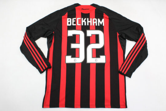 Beckham Nameset - AC Milan 2008-2009 Home Short-Sleeve Jersey