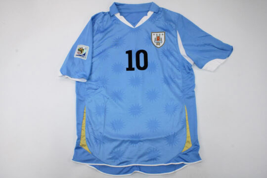 Forlan Nameset Front - Uruguay 2010 Home Short-Sleeve Jersey