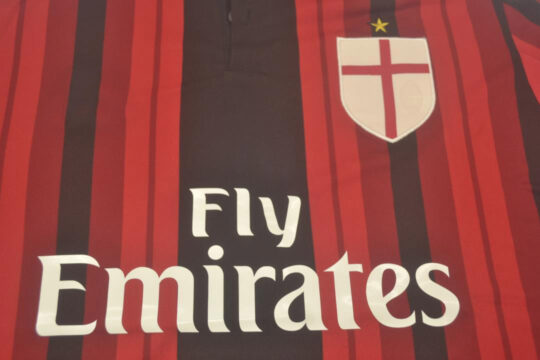 Shirt Front Closeup - AC Milan 2014-2015 Home Short-Sleeve Kit